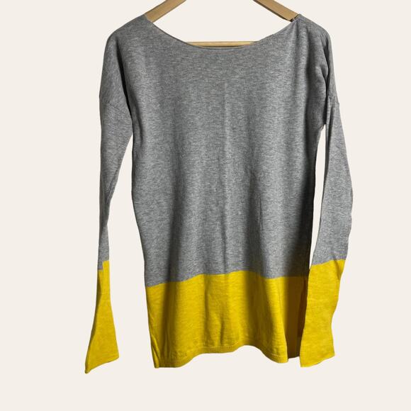 Vince Gray Yellow Cotton Knit Colorblock Pullover Sweater Size S - Picture 8 of 10